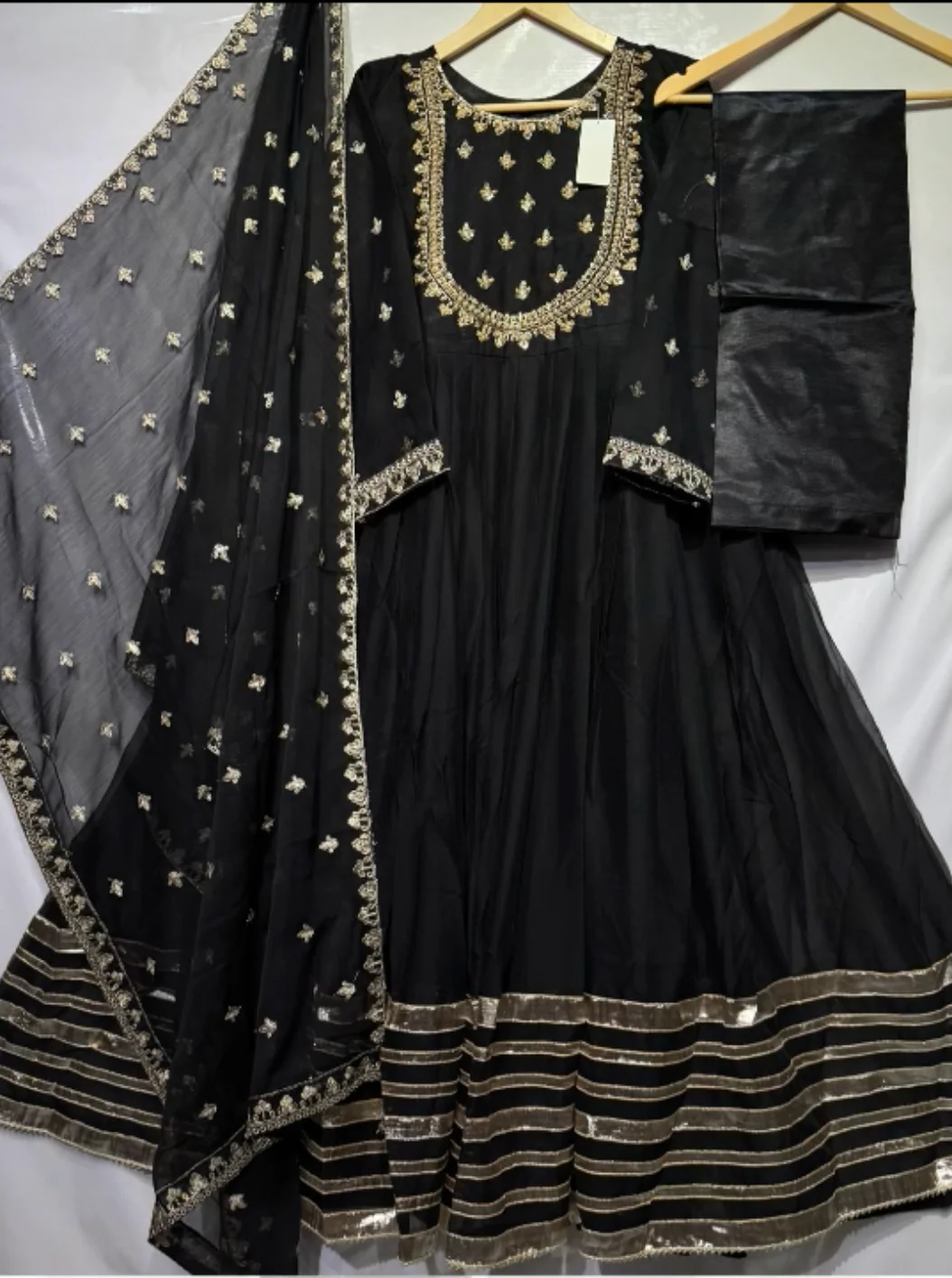 Anarkali Three Piece Stitched Frock - Image 3