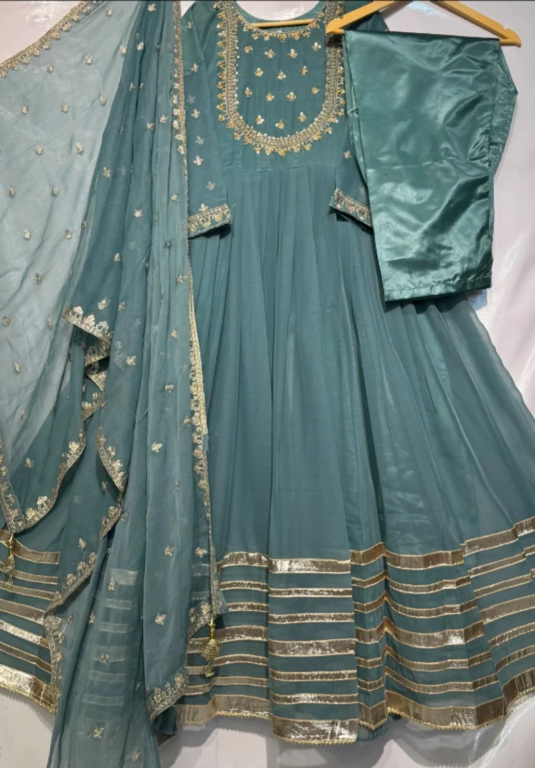 Anarkali Three Piece Stitched Frock - Image 4
