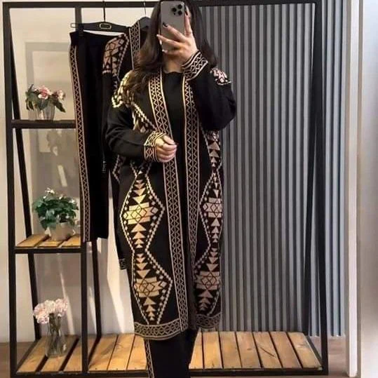 Printed Fleece Gown 3PC - Set - Image 5