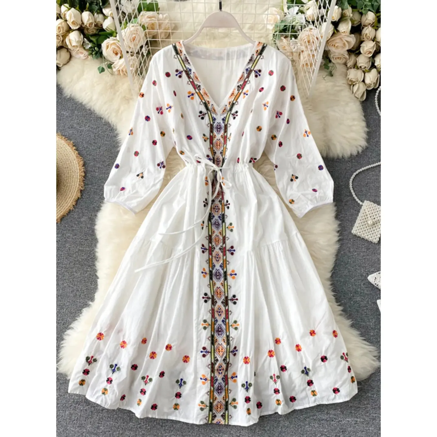 Turkish Embroidery Frock With Robe - Image 5